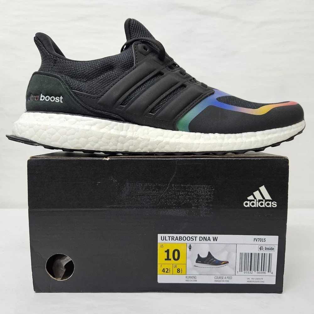 Adidas‎ Women's Ultraboost DNA Running Shoes FV7015 Black Rainbow Sz 10